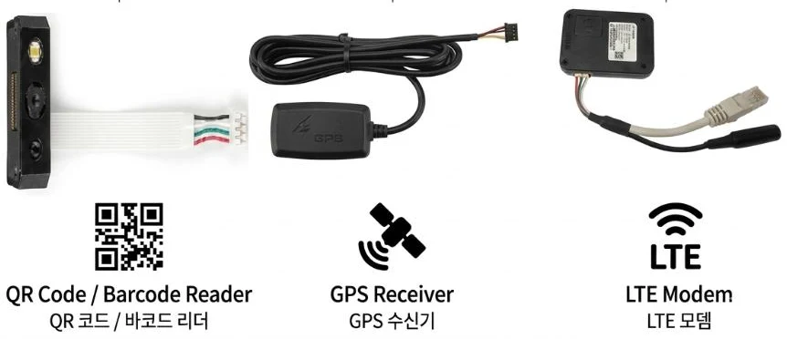 TMR-400E 확장 장치 — QR·바코드 리더, GPS 수신기, LTE 모뎀